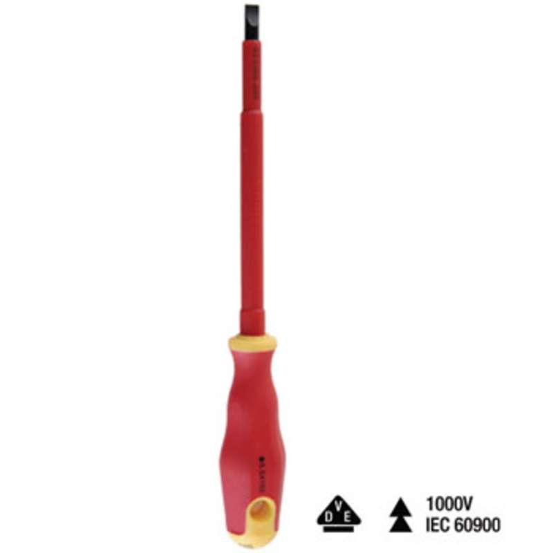 Insulated Slotted Tip Screwdriver with Cushioned Grip Handle 1/4" x 9-3/4" Long