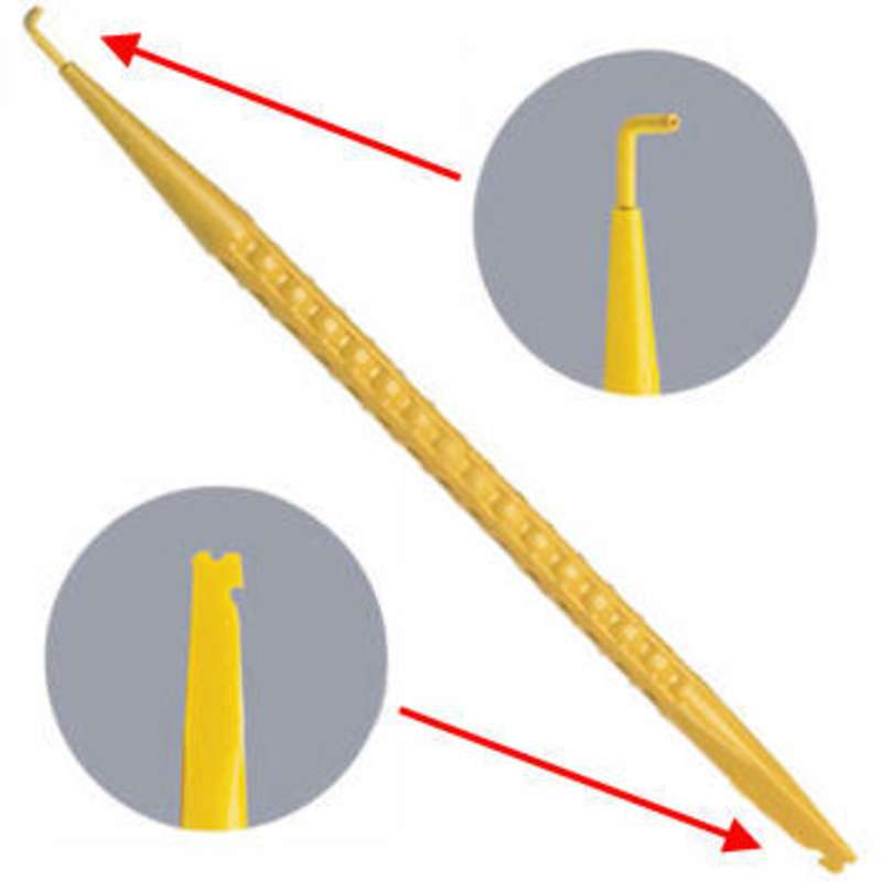 Insulated Nylon Probe Pick w/ L Shaped Hook and 2 Notched Ends, 7" Long