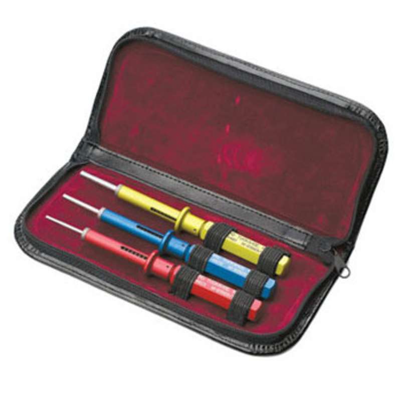 Stainless Steel Probe Extraction Tool Kit with Color Coded Handles and Leather Case, 3 Piece