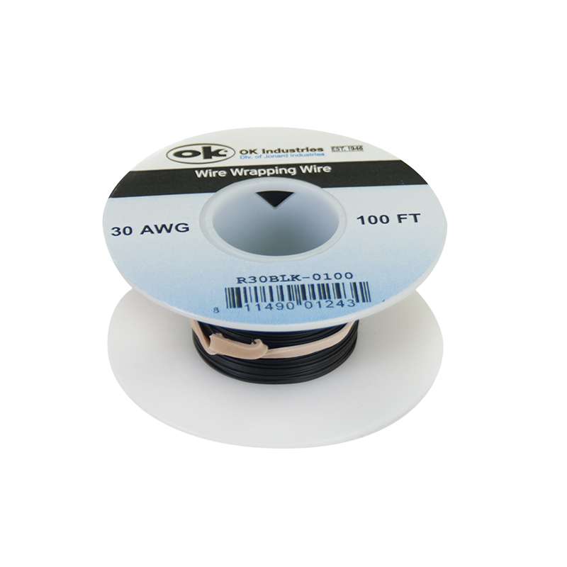 Kynar® Insulated 30AWG Solid Copper Wire, Black, 100' per Roll