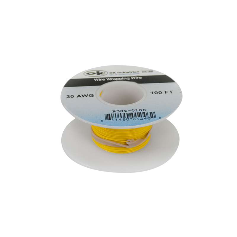 Kynar® Insulated 30AWG Solid Copper Wire, Yellow, 100' per Roll