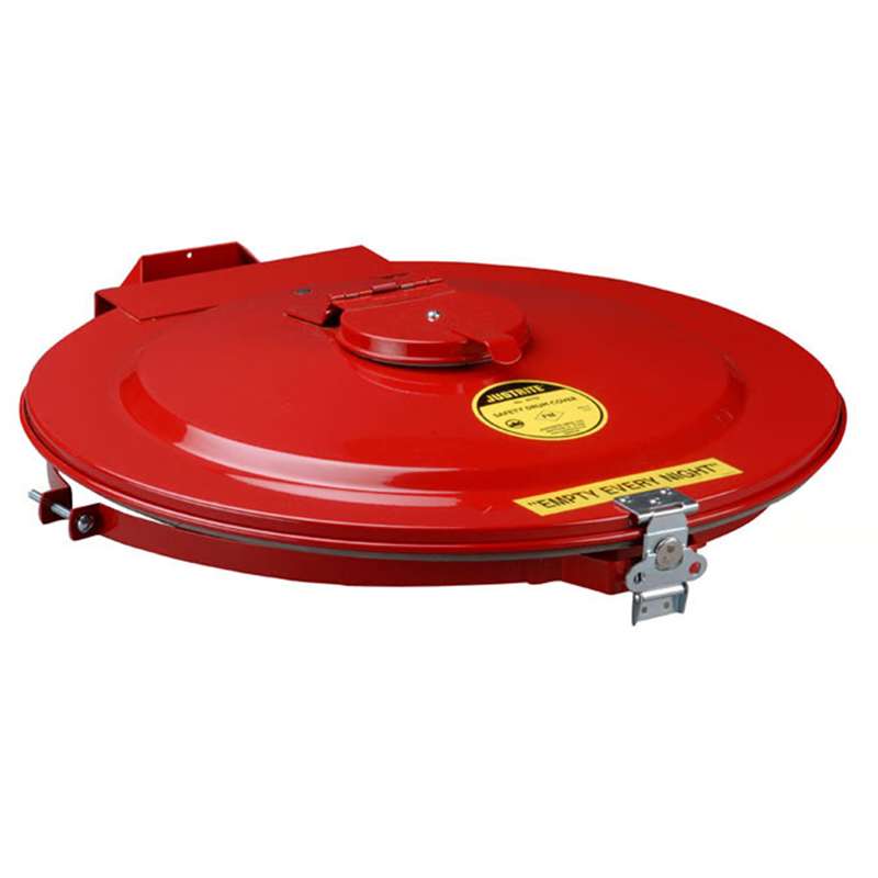 Justrite® VaporTrap™ Drum Cover With Gasket and Port For 55 gal Gray Dispposal Drum, Manual-Close, Optional Padlock, Steel