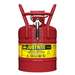 Type II D.O.T. Steel Saety Can, 5 Gallon, 1" Metal Hose, Roll Bars, Red