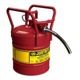 Type II D.O.T. Steel Saety Can, 5 Gallon, 1" Metal Hose, Roll Bars, Red redirect to product page