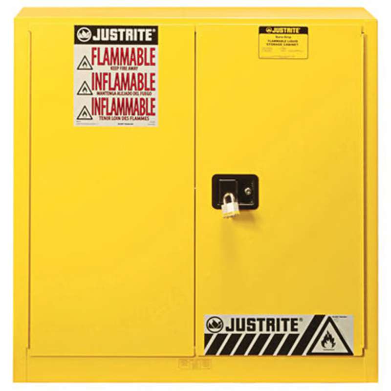 EX Flammable Saefty Cabinet, 30 Gallon, 2 Manual Close Doors, Yellow, 35" x 2'