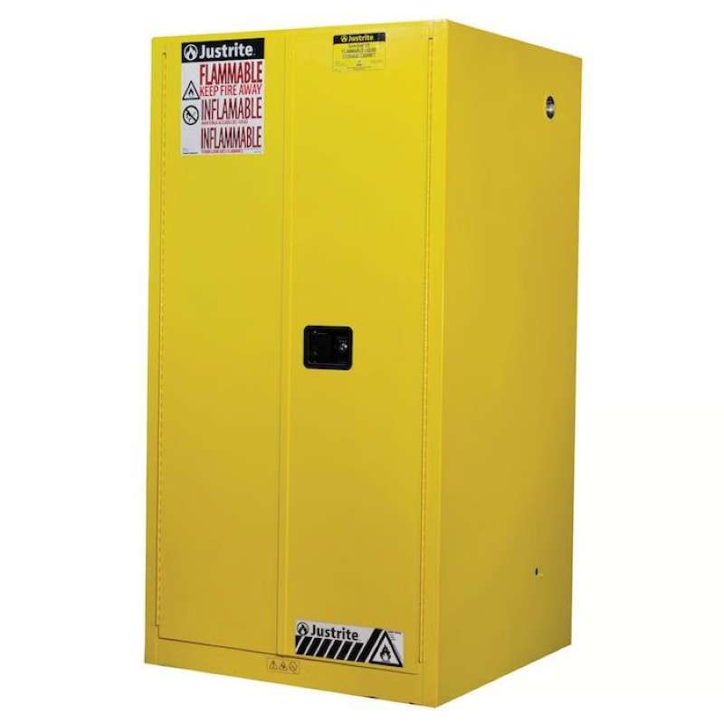 EX Flammable Saefty Cabinet, 60 Gallon, 2 Manual Close Doors, Yellow