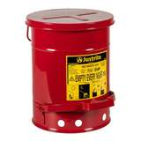 Flame Retardant Foot Operated Waste Can for Oily Hazmat Items, Red, 6 Gallons redirect to product page