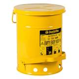 Oily Waste Can, Foot-Operated Self-Closing Cover, Yellow, 6 Gallon redirect to product page