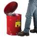 Oily Waste Can, Foot-Operated Self-Closing Cover, Red, 14 Gallon