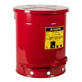 Oily Waste Can, Foot-Operated Self-Closing Cover, Red, 14 Gallon redirect to product page