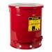 Oily Waste Can, Foot-Operated Self-Closing Cover, Red, 14 Gallon