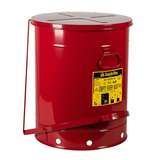 Oily Waste Can, Foot-Operated Self-Closing Cover, Red, 21 Gallon redirect to product page