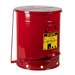 Oily Waste Can, Foot-Operated Self-Closing Cover, Red, 21 Gallon