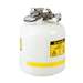 Quick-Disconnect Disposal Safety Can, Polypropylene Fittings for 3/8" Tubing, 5 Gallon, Poly, White