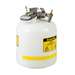 Quick-Disconnect Disposal Safety Can, Stainless Steel Fittings for 3/8" Tubing, 5 Gallon, Poly, White