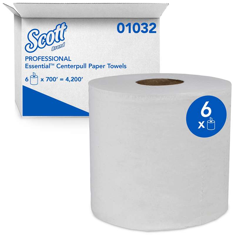 Center-Pull Paper Towels, Scott, White, 8" x 12", 700 Sheet/Roll