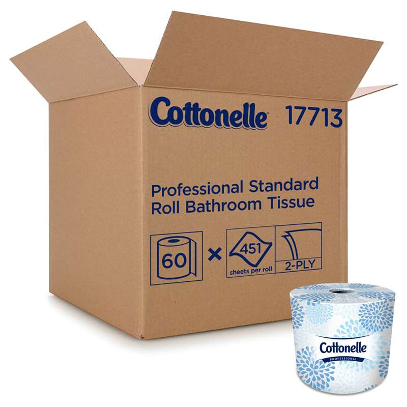 Toilet Paper Rolls, Std, White, 4.09" x 4.0", 451 Sheets/Roll, 60 Roll/Case