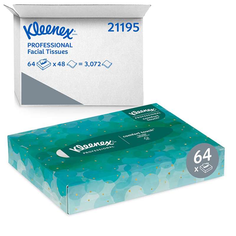 Facial Tissue, Kleenex, White, 8.4" x 8.0", 48 Sheets/Box, 64 Box/Case