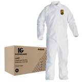 KleenGuard A40 Liquid and Particle Protection Disposable Microporous Coveralls with Zippered Front, Elastic Cuffs, White, X-Large, 25 per Case redirect to product page