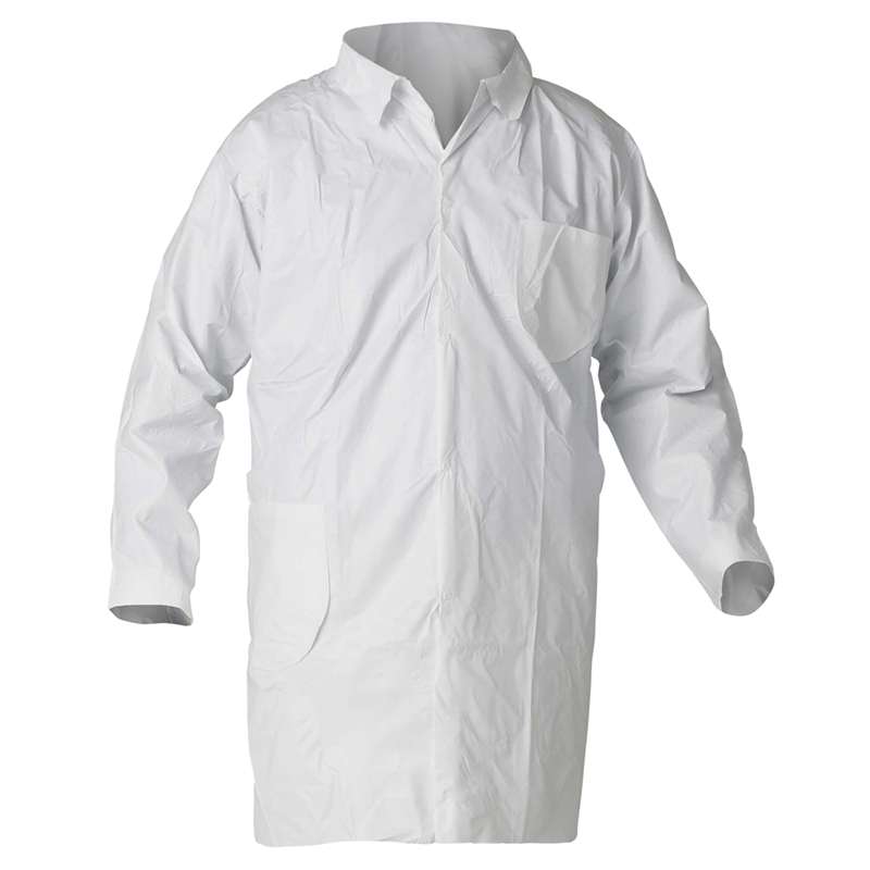 KleenGuard A40 Liquid and Particle Protection Disposable Lab Coat, Microporous, White, X-Large, 30 per Case