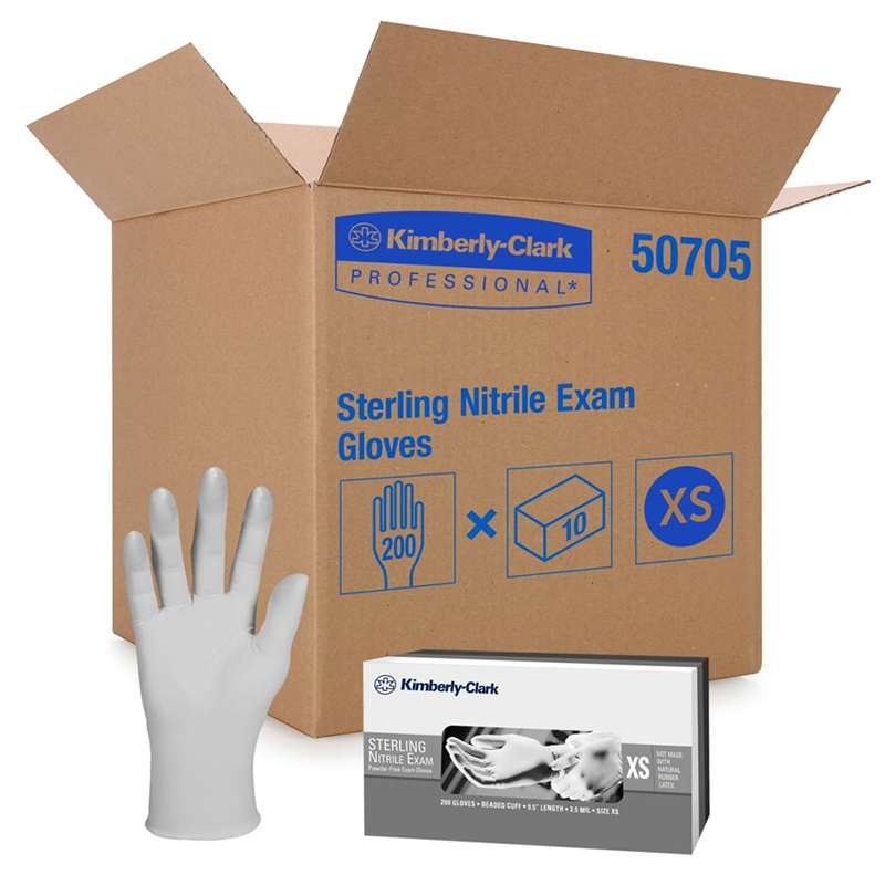 Sterling Powder-Free Nitrile Exam Gloves, X-Small, 9-1/2", 200 per Package