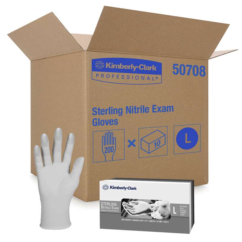 Sterling Powder-Free Nitrile Exam Gloves, Large, 9-1/2", 200 per Box