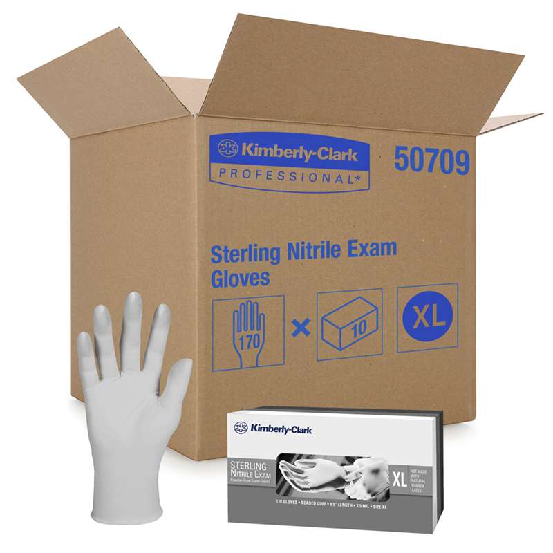 Sterling Powder-Free Nitrile Exam Gloves, X-Large, 9-1/2", 170 per Box