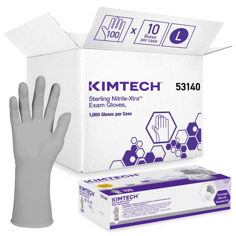 Sterling Powder-Free Nitrile Exam Gloves, Large, 12", 100 per Package