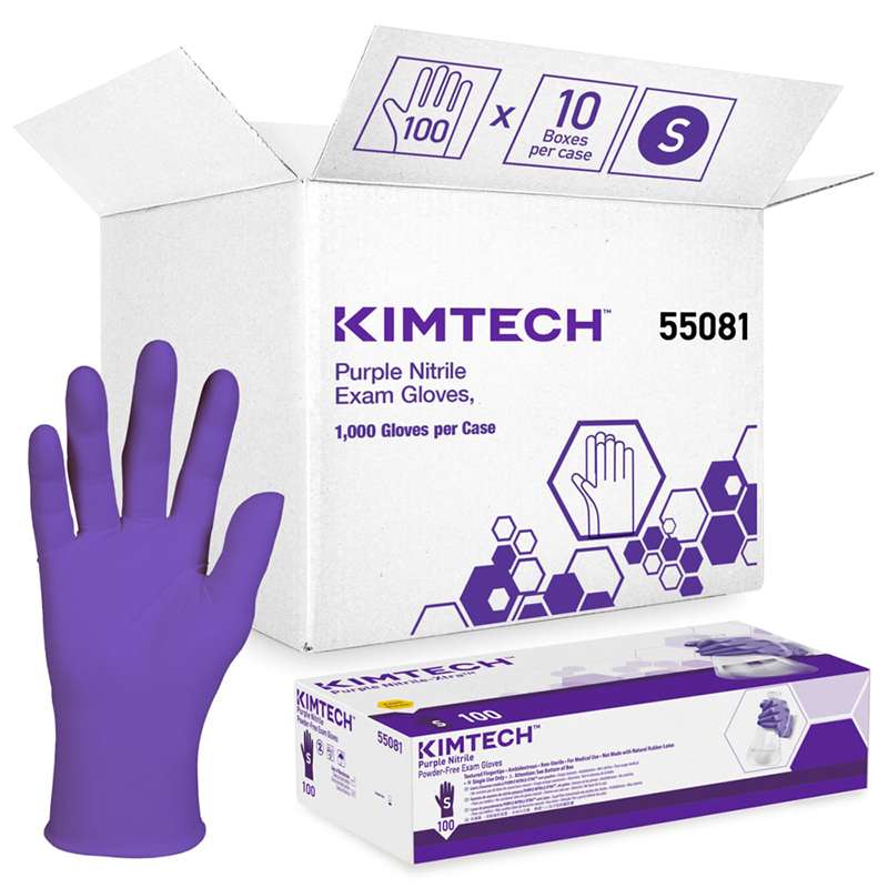 Purple Nitrile 6 mil Textured Exam Gloves, Small, 9-1/2" Long, 100 per Package