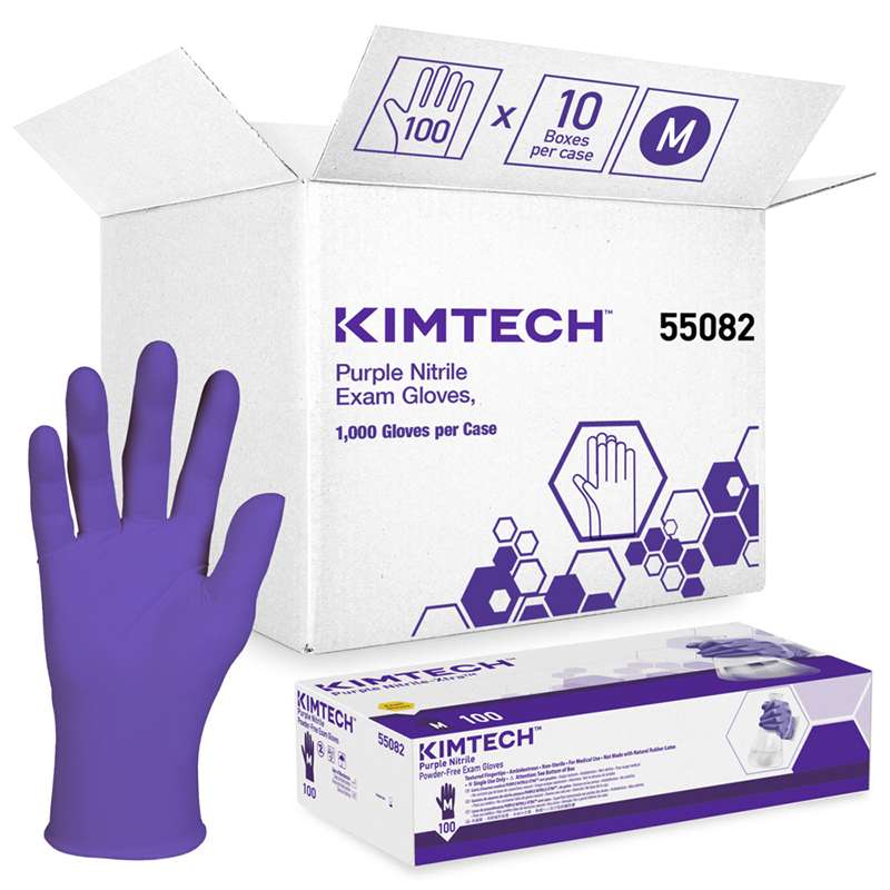 Purple Nitrile 6 mil Textured Exam Gloves, Medium, 9-1/2" Long, 100 per Package