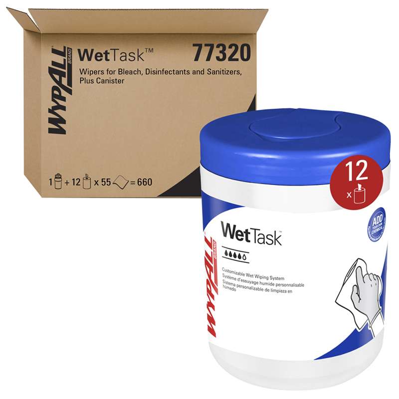 Wipers, for Bleach Desinfectants Sanitizers, White, 12" x 6", 55 Sheets/Roll