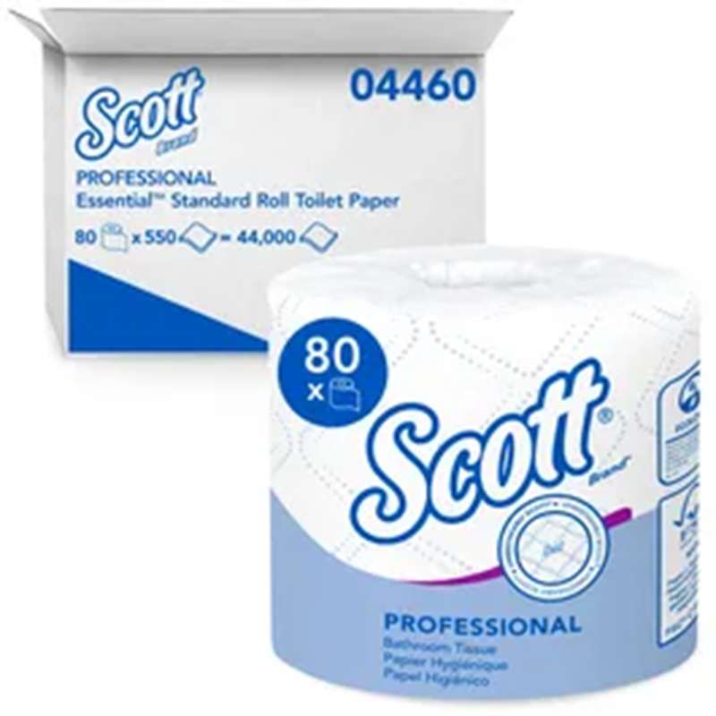 Toilet Paper Rolls, Standard, White, 4" x 4", 500 Sheets/Roll, 80 Rolls/Case