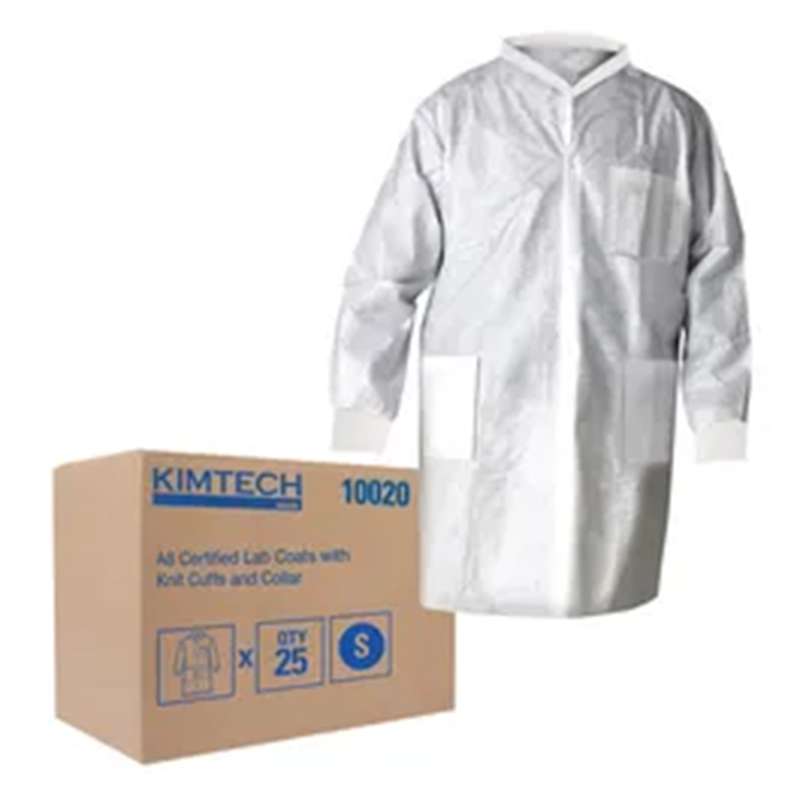 A8 Certified Lab Coats with Knit Collar and Cuffs, White, Small, 25 per Case