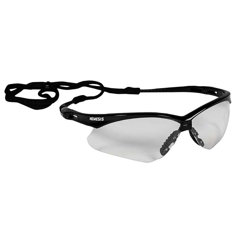 KleenGuard V30 Nemesis Wraparound Safety Glasses, Clear, Polycarbonate Lens, Black Temple