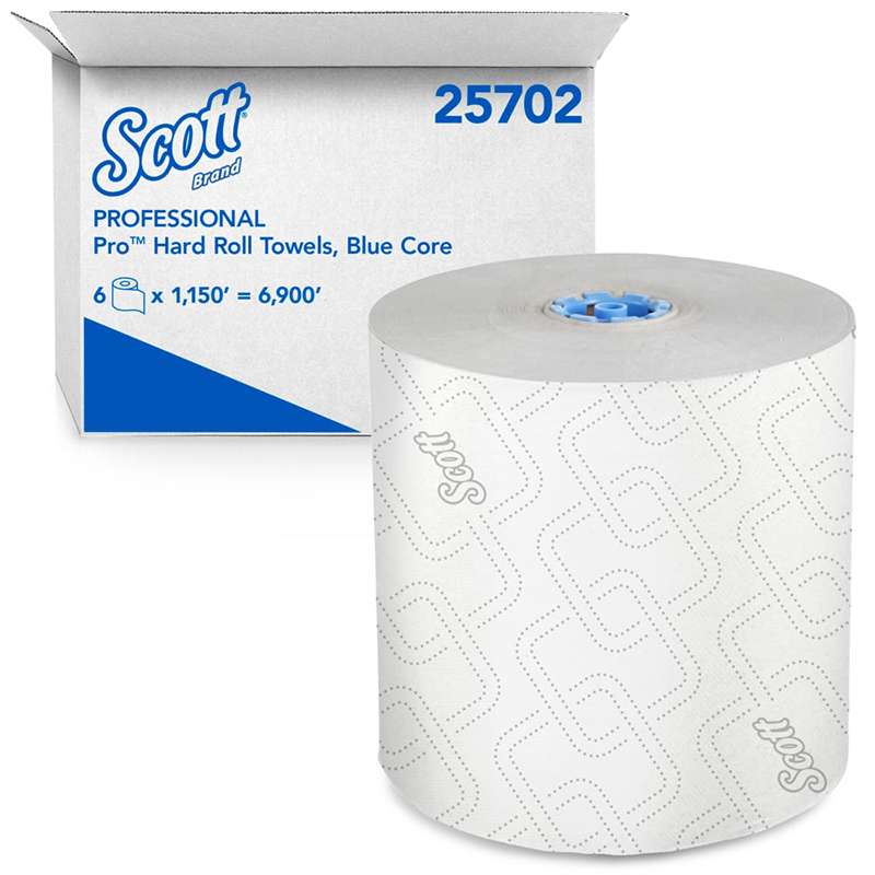 Hard Roll Towels, Scott, Blue Core, White, 7.5" x 1150', 1150 Feet/Roll