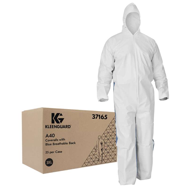 KLEENGUARD A40 Liquid & Particle Protection Coveralls, White, 3XL, 25/CA