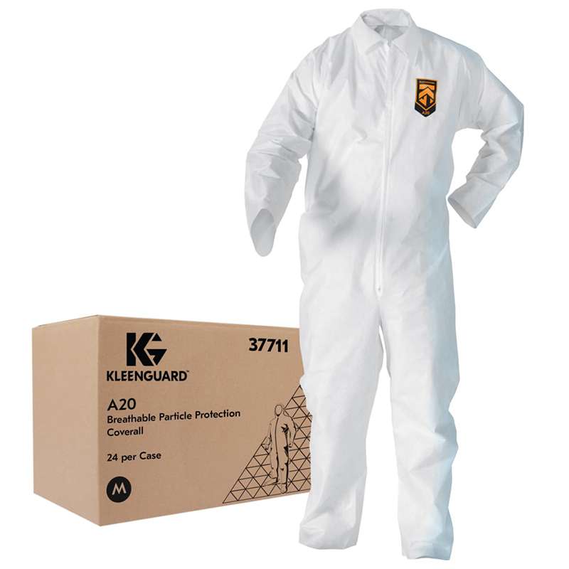 KleenGuard A20 White Breathable Particle Protection Coveralls, Large, 24 per Case - Vending Ready