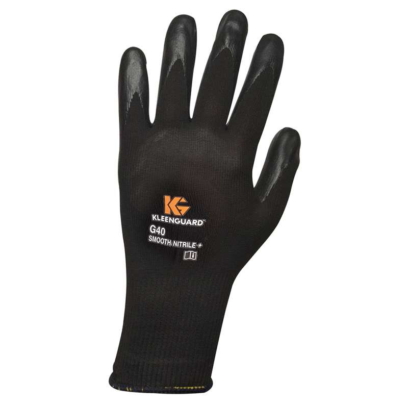 KleenGuard G40 Smooth Nitrile Coated Nylon Knit Gloves, Black, Small (7.0), 12-Pair