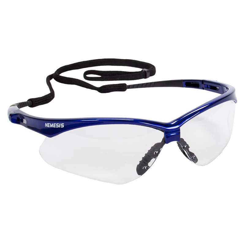 KleenGuard V30 Nemesis Safety Glasses with Clear Anti-Fog Lens and Metallic Blue Frame, 144/Box