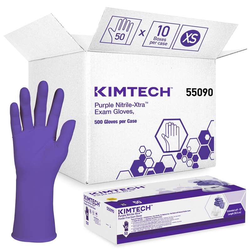 Nitrile-Xtra™ Exam Gloves, 5.9 Mil, Ambidextrous, 12", Extra-Small, 50 per Box, 10 Boxes per Case