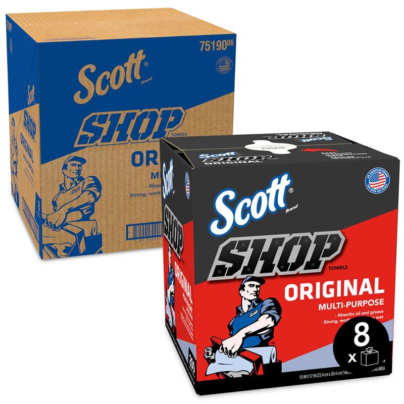 Scott Original Shop Towel, 12 in x 9 in, Blue 200/BX