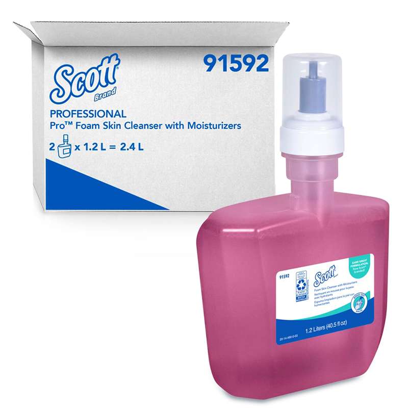 Foam Skin Cleanser, Scott, with Moisturizers, Pink, 1.2L Bottle, 2 Bottle/Case