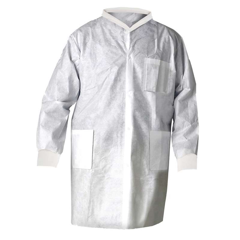 A8 Certified Lab Coats with Knit Collar and Cuffs, White, 2XL, 25 per Case