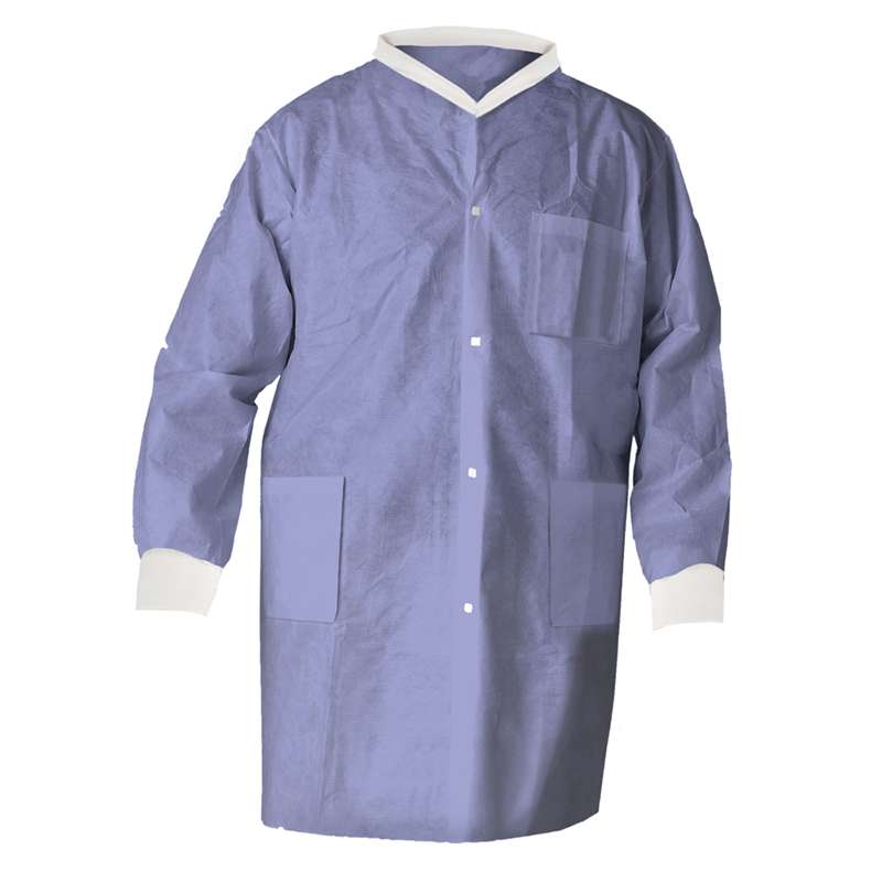 A8 Certified Lab Coats with Knit Collar and Cuffs, Blue, 2XL, 25 per Case