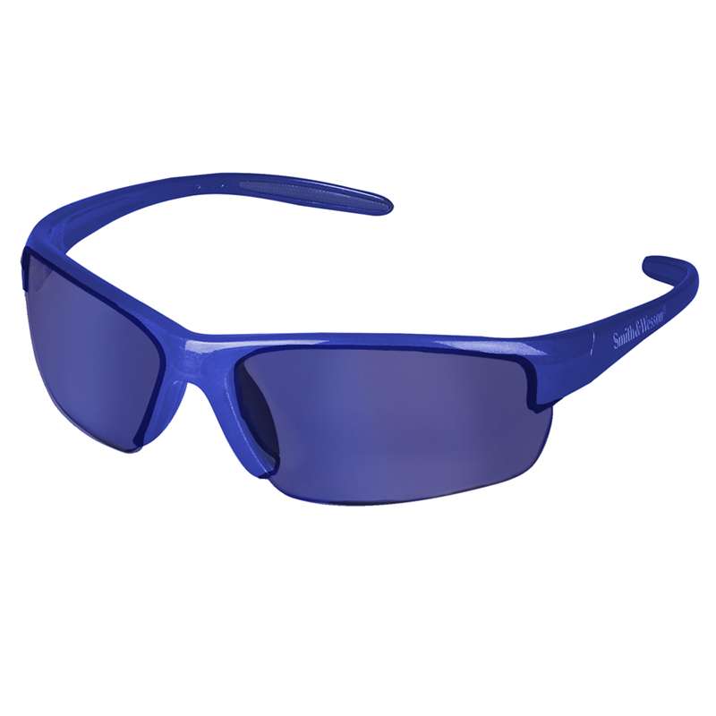 SMITH & WESSON 21301 Equalizer Safety Glasses, Blue Mirror Lenses with Blue Frame, 144/Case