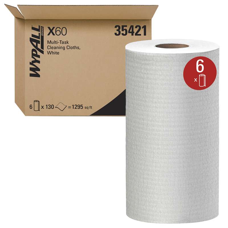 Cleaning Cloths, WypAll, Multi-Task, White, 19.6" x 12.2", 130 Sheets/Roll