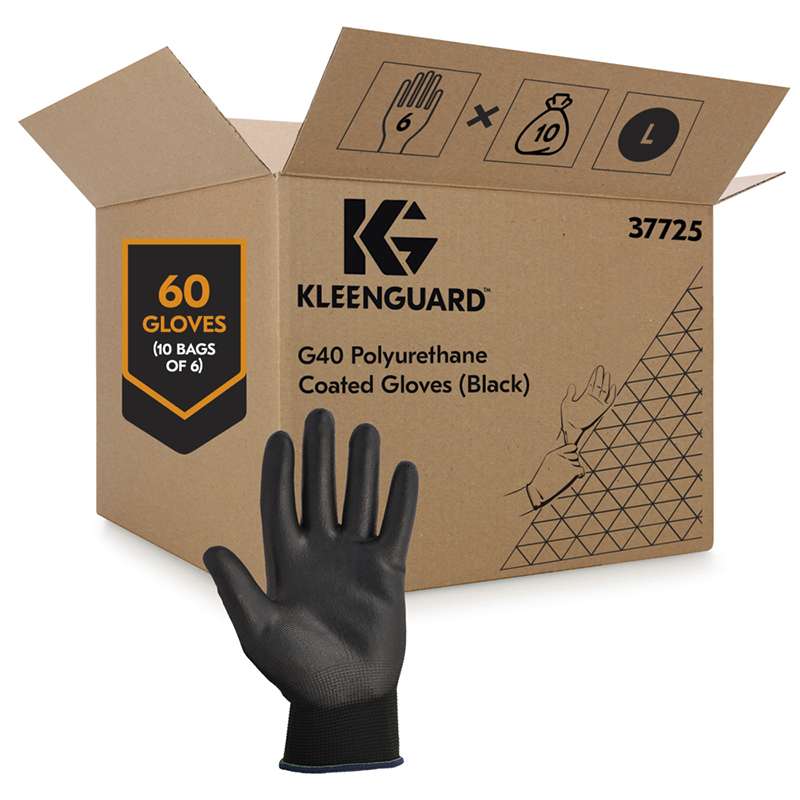 KleenGuard G40 Polyurethane Coated General Purpose Glove Size 9(L), Black, 60 Pairs per Case - for Vending
