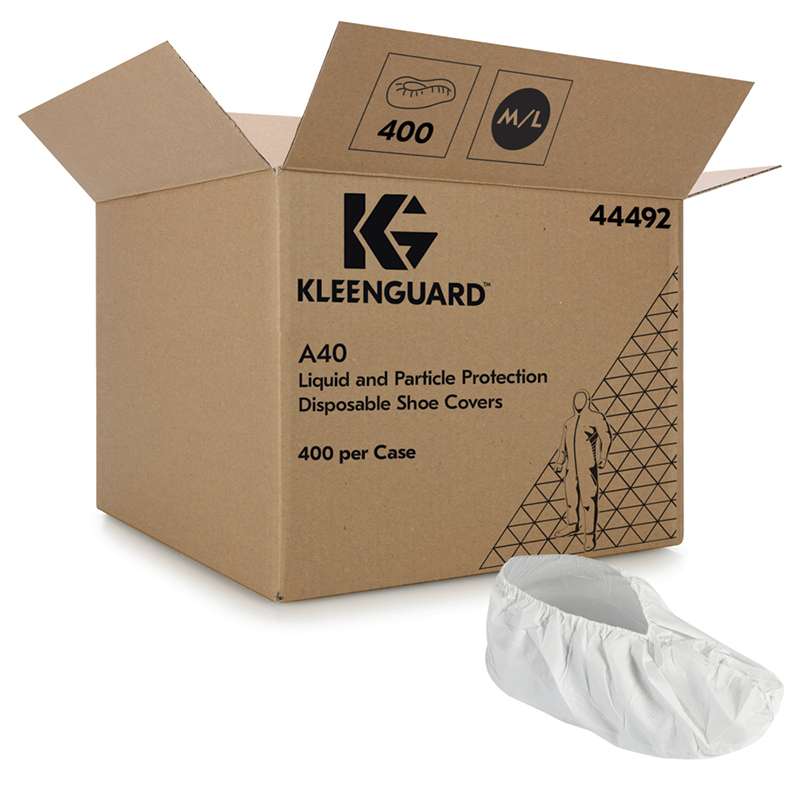 KleenGuard A40 Shoe Cover, Large Disposable Shoe Covers, White, 400 Units per Case