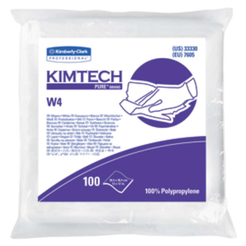 Kimtech W4 Cleanroom Critical Task Wipers, 12 x 12", 100 per Package
