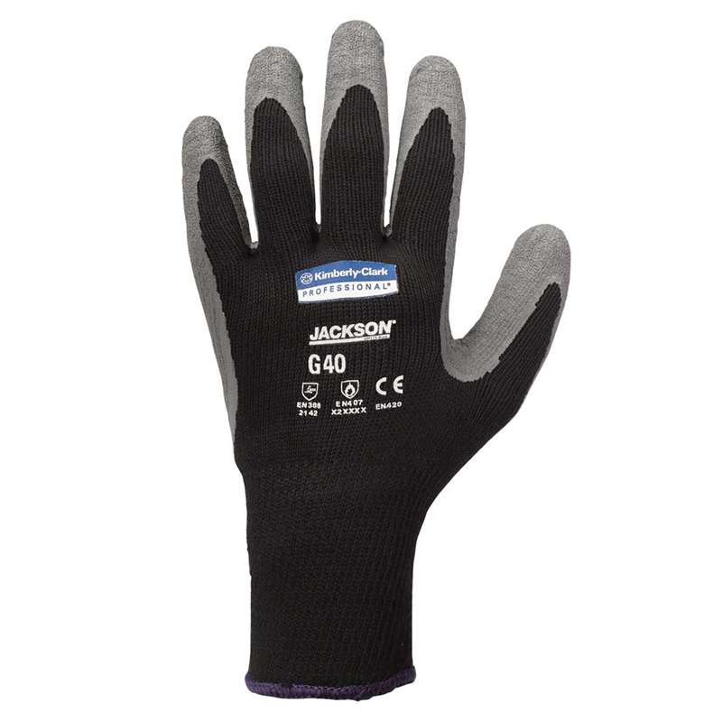 KleenGuard G40 Latex Coated General Purpose Gloves, Gray and Black, Size 7(S), 6PR/BG, 10BG/CA - for Vending